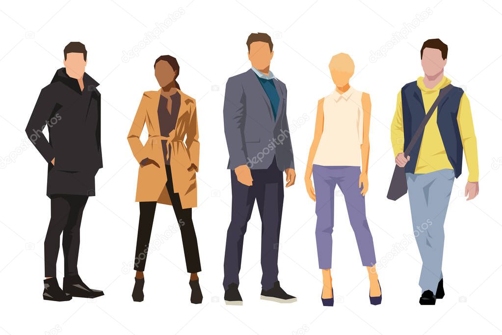 Business people. Group of business men and women, isolated flat design illustrations