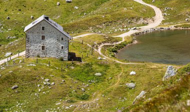 Oetztal Alpleri, Schnalstal, Suedtirol / İtalya 'daki Weisskugel Dağı ve Rıhtımı' nın zirve istasyonu