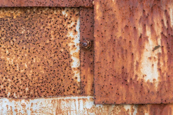 Old Metal Sheets Have Rusted Old Metal Fence Which Full — Stock Photo, Image