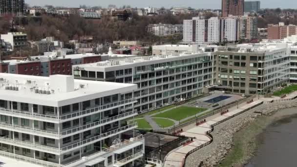 Hafen Imperiale Antenne Auf Fluss Straße Hudson County Bergen County — Stockvideo