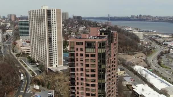 Puerto Imperial Aéreo Carretera Fluvial Condado Hudson Bergen Condado — Vídeos de Stock