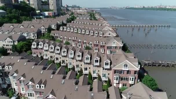 Hafen Imperiale Antenne Auf Fluss Straße Hudson County Bergen County — Stockvideo