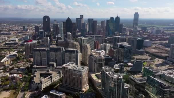 Antenne Der Skyline Der Innenstadt Von Dallas Texas — Stockvideo