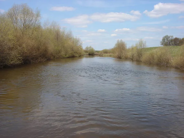 Río Kshen Región Kursk Día Soleado Primavera — Foto de Stock