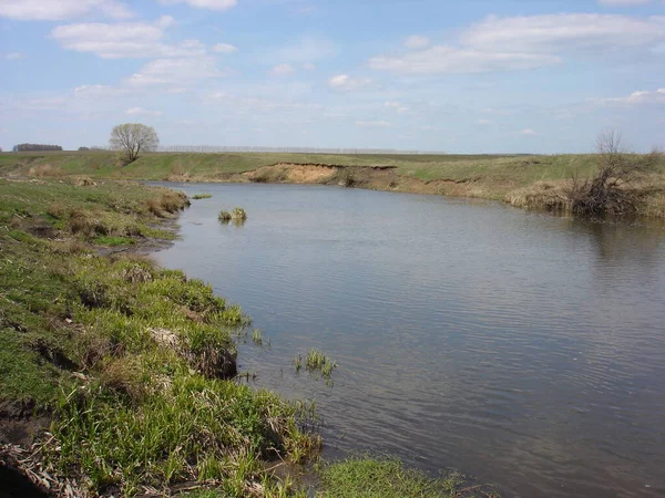 Kursk Bölgesindeki Kshen Nehri Baharda Güneşli Bir Günde — Stok fotoğraf