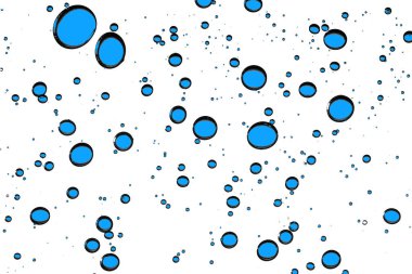 Beyaz hava kabarcıkları dokusu. Köpüklü su arka planı. Yuvarlak şekiller. Grafik tasarımı için mavi su arkaplanı.