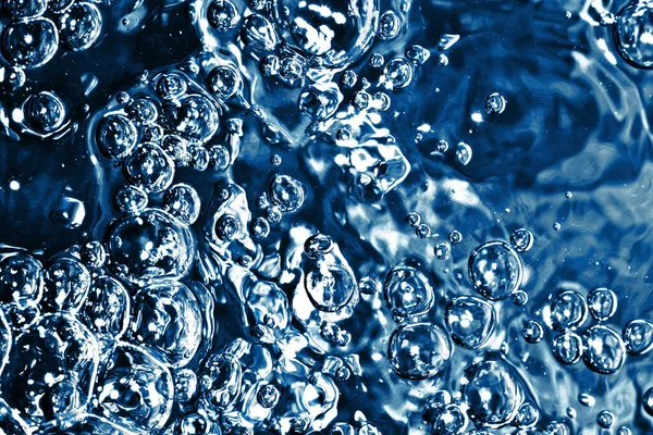 Forró Víz Textúra Kék Szénsavas Vízminta Légbuborékok Háttér — Stock Fotó