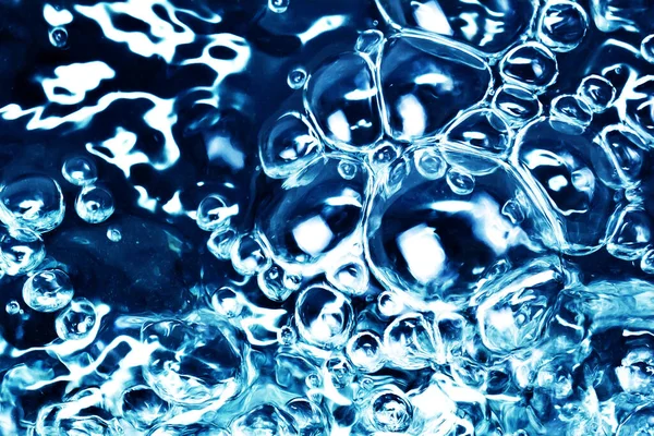 Βραστό Νερό Υφή Μπλε Χνουδωτό Μοτίβο Νερού Φόντο Φυσαλίδων Αέρα — Φωτογραφία Αρχείου
