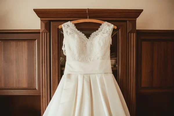 wedding dress in the room
