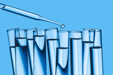 Sıvı ve pipetle laboratuvar test tüpleri