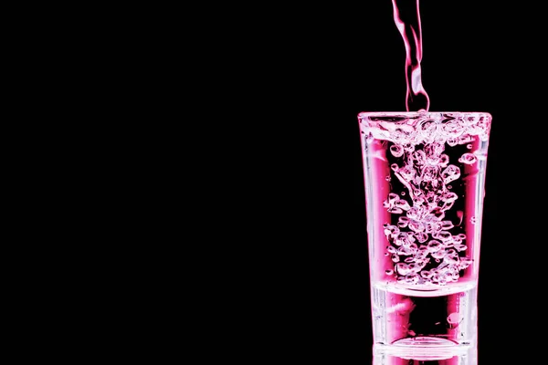 Vodka Feles Neon Pink Bár Találkozás Üres Másolási Tér Fekete — Stock Fotó