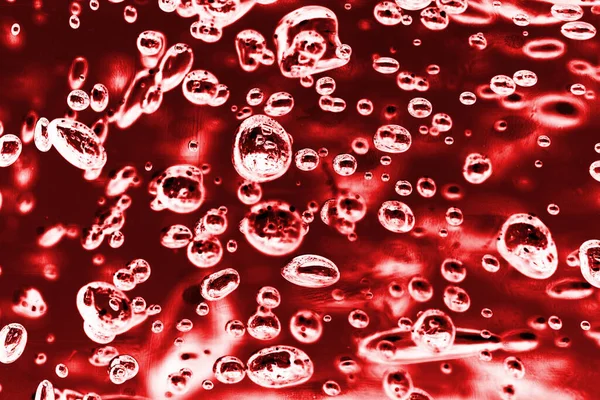 Abstraktní Červené Pozadí Bublinami Kapkami — Stock fotografie