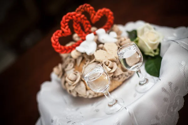 Wedding Tradition Poland Russia Parents Welcome Bride Groom Bread Vodka — Stock Photo, Image