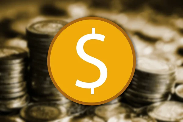 dollar money icon on coins background