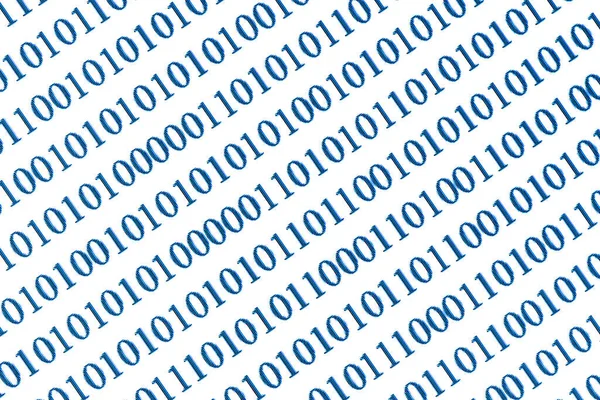 Código Binário Azul Zero Números Isolados Branco Algoritmo Ordem Aleatória — Fotografia de Stock