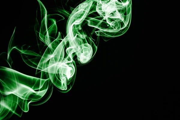 Abstract Green Smoke Black Background — Stock Photo, Image