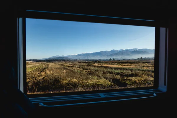 Ventana Con Vistas Las Montañas Sol — Foto de Stock