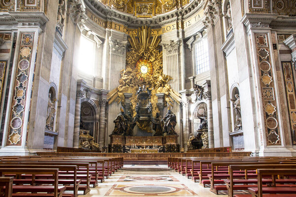 interior of st. peter's basilica in vatican, rome, italy