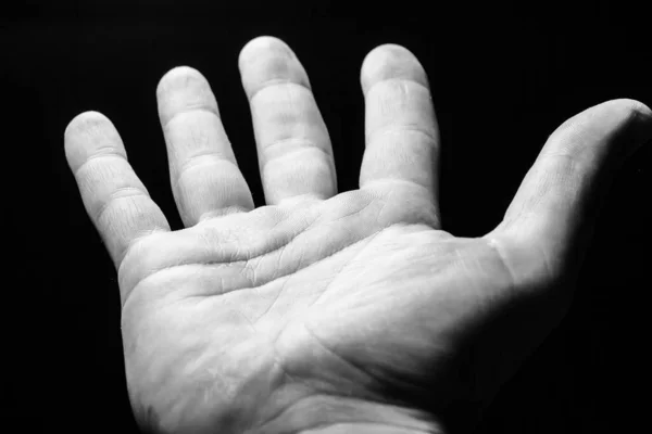 Hand Hand Hilfe Betteln Leerer Kopierraum Charity Symbol Geste Hintergrund — Stockfoto