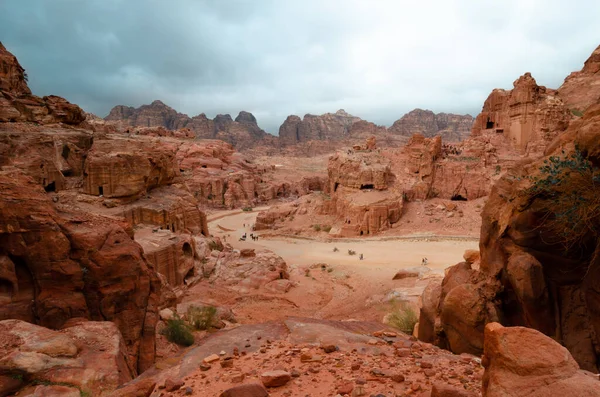 Paesaggio Nel Deserto Dalle Rocce Petra Giordania — Foto Stock