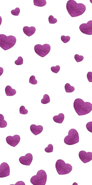 Heart pattern with pink texture on a white background. — 스톡 사진