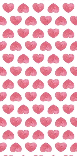 Hjärtmönster med rosa struktur på en vit bakgrund. — Stockfoto