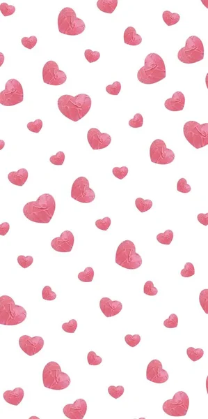 Heart pattern with pink texture on a white background. — 스톡 사진