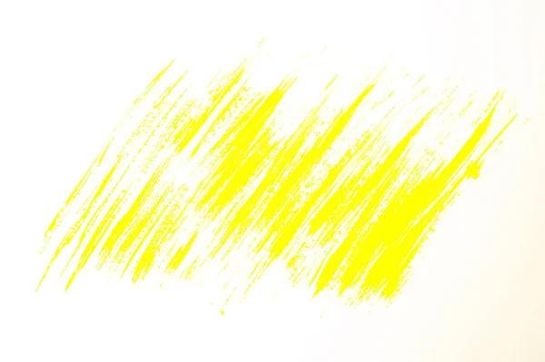 Yellow abstract hand-painted brush stroke daub background over paper — ストック写真