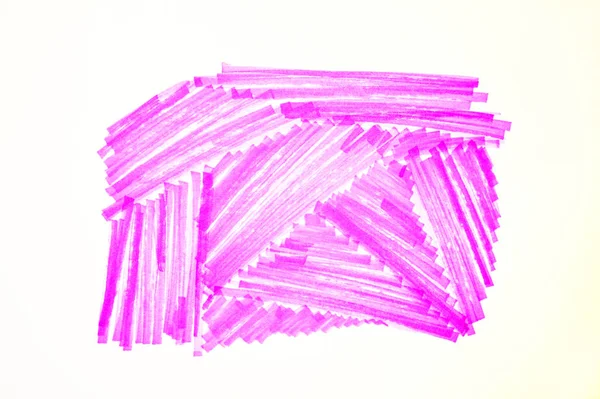 Pink strokes with marker on white background. — ストック写真