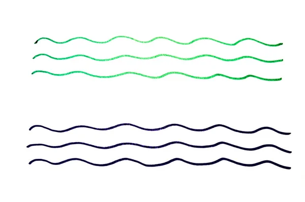 Wavy blue stripes of varying thickness on a white background. — 스톡 사진