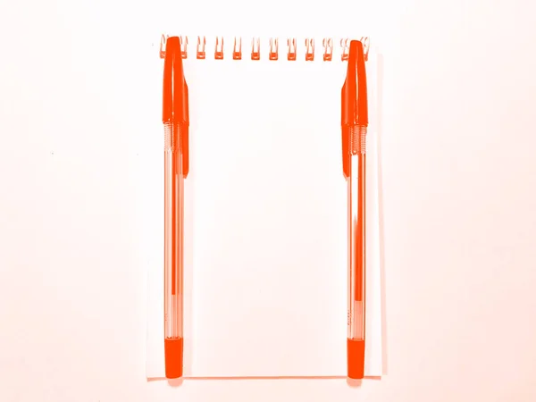 Opened notebook paper with pen on white desk, copy space. Lush Lava — 스톡 사진