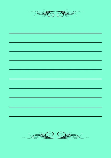 Blank paper sheet with lines, margin and holes. Aqua Menthe. — 스톡 사진