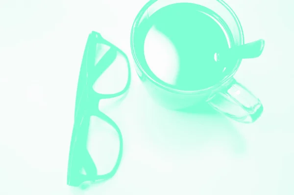 Glasses and coffee on a white background. Aqua Menthe. — Stock Photo, Image