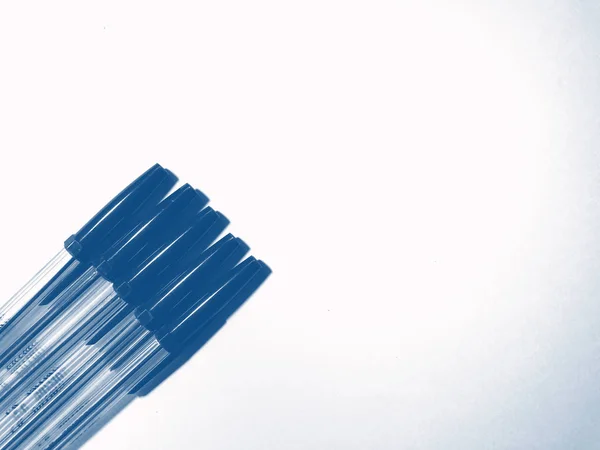 Ballpoint pen on white background. PANTONE Blue, Classic Blue, Phantom Blue — 스톡 사진