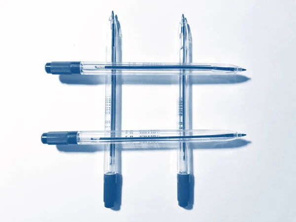 Ballpoint pen on white background. PANTONE Blue, Classic Blue, Phantom Blue — 스톡 사진