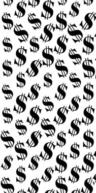 Dolar işaretleri kusursuz desen. Beyaz üzerinde izole edilmiş Usa para birimi sembolleri ile arkaplan.