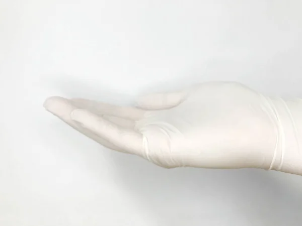 Biała Rękawica Tabletkami Białym Tle — Zdjęcie stockowe