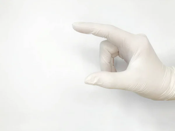 Weißer Handschuh Auf Weißem Hintergrund Zeigt Ein Bisschen — Stockfoto