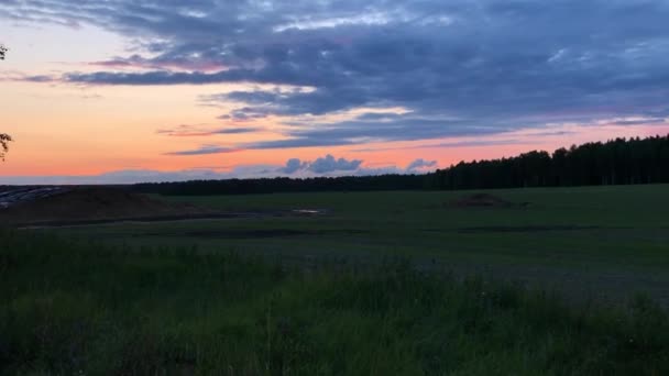 Rijpe Tarweoren Het Veld Prachtige Zonsondergang Met Het Platteland Een — Stockvideo