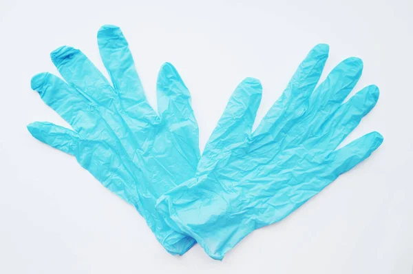 Guantes Médicos Azules Aislados Sobre Fondo Blanco — Foto de Stock