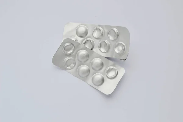 White Medical Pills Blister Pack Isolated White Background — Stock Photo, Image