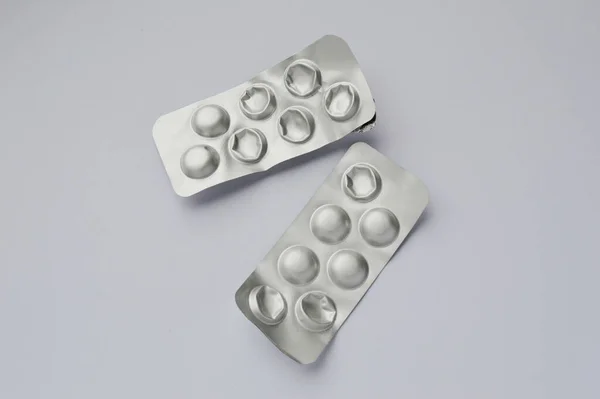 White Medical Pills Blister Pack Isolated White Background — Stock Photo, Image