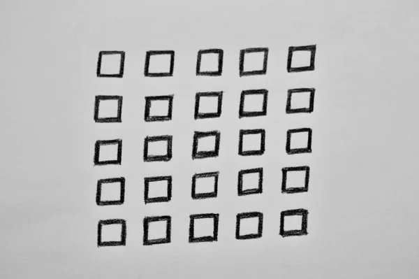 Bianco Nero Disegnato Mano Minimale Modello Quadrato Senza Cuciture — Foto Stock