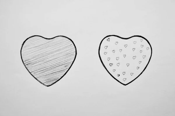 Set Outline Hand Drawn Heart Icon Hand Drawn Doodle Grunge — Stock Photo, Image