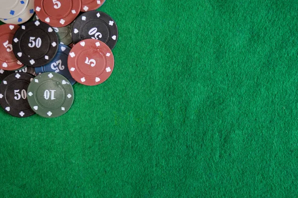 Fundo Poker Fichas Mesa Verde — Fotografia de Stock