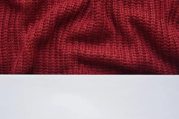 Красный Ткань Текстура Фона Красная Ткань Скомканный Фон Закрыть Вид — стоковое фото