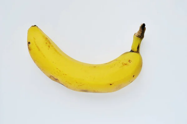 Один Желтый Банан Белом Фоне — стоковое фото