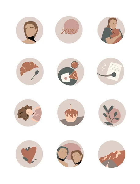 Iconos Instagram Para Historias Portadas Para Instagram Estilo Boho — Vector de stock