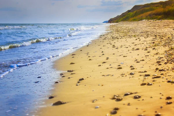 La playa de arena amarilla cerca del mar — Foto de Stock