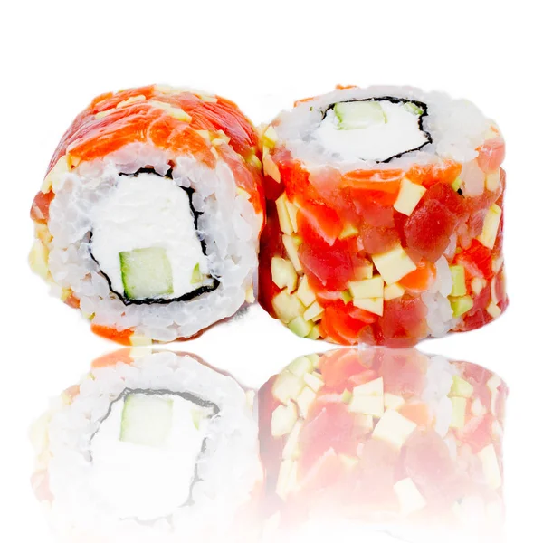 Sushi pieces collection, isolated on white background — Stock Photo, Image